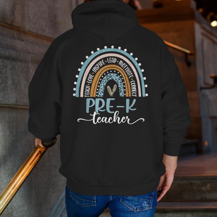 Pre-K Teacher Leopard Boho Rainbow Back To School Men Zip Up Hoodie Back Print, funny gift Pre-K Teacher Leopard Boho Rainbow Back To School Men Zip Up Hoodie Back Print, funny gift
