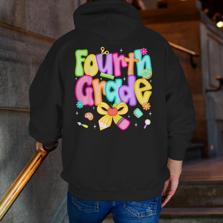 Preppy Fourth Grade Back To School 4th Grade Teacher Girls Men Zip Up Hoodie Back Print, 4th Grade Teacher Hoodies, funny gift