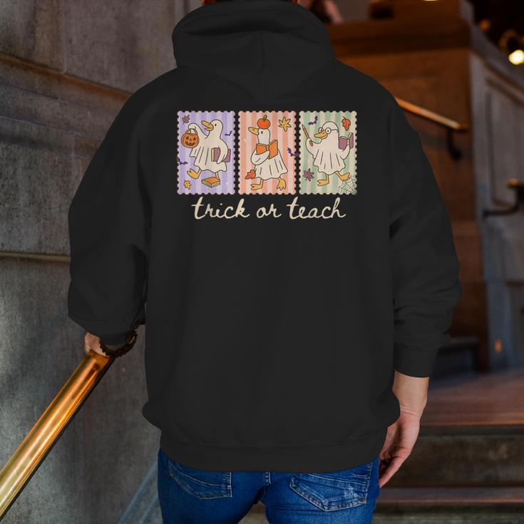 Preppy Goose Teacher Trick Or Teach Halloween Teacher Goose Men Zip Up Hoodie Back Print, funny gift Preppy Goose Teacher Trick Or Teach Halloween Teacher Goose Men Zip Up Hoodie Back Print, funny gift