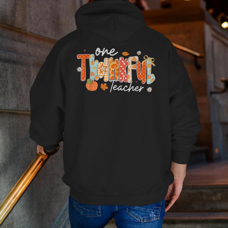 Preppy One Thankful Teacher Coquette Thanksgiving Teacher Men Zip Up Hoodie Back Print, funny gift Preppy One Thankful Teacher Coquette Thanksgiving Teacher Men Zip Up Hoodie Back Print, funny gift