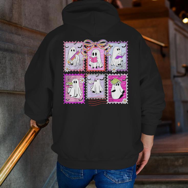 Preppy Spooky Teacher Halloween Ghost Coquette Bow Autumn Men Zip Up Hoodie Back Print, funny gift Preppy Spooky Teacher Halloween Ghost Coquette Bow Autumn Men Zip Up Hoodie Back Print, funny gift
