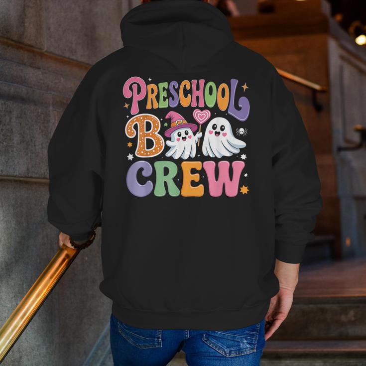 Preschool Boo Crew Preschool Teacher Student Halloween Men Zip Up Hoodie Back Print, funny gift