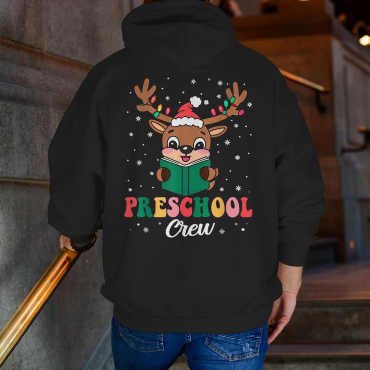 Preschool Crew Xmas Reindeer Teacher Student Christmas Men Zip Up Hoodie Back Print, funny gift