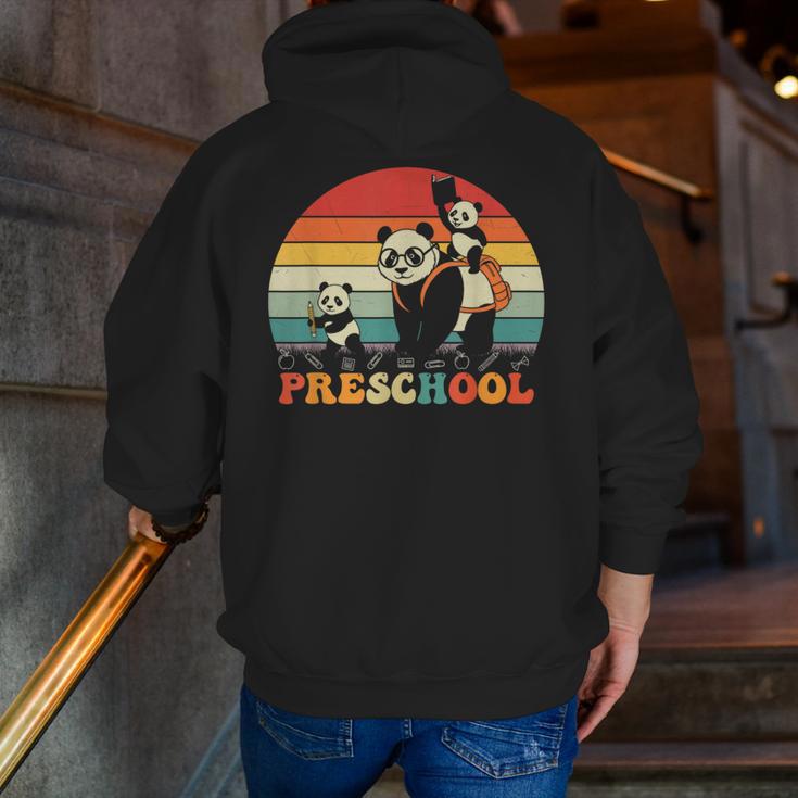 Preschool Panda Back To School Teacher Student Men Zip Up Hoodie Back Print, funny gift