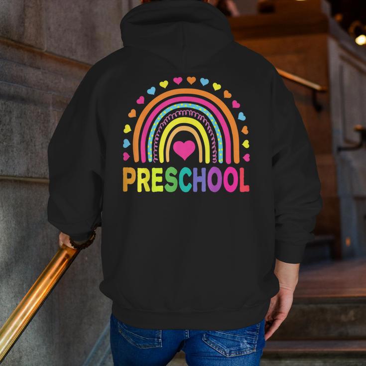 Preschool Rainbow Girls Boys Kids Teacher Back To School Men Zip Up Hoodie Back Print, funny gift