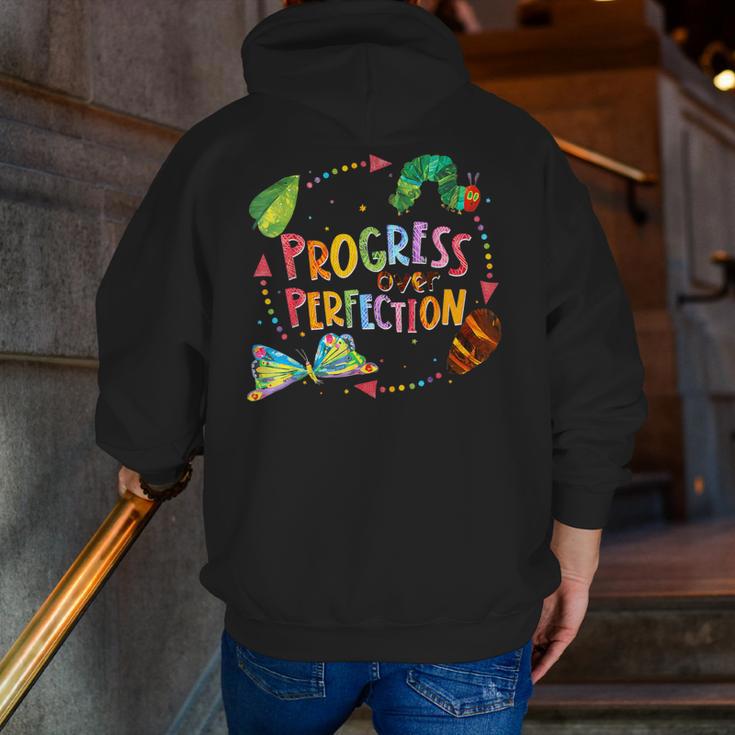 Progress Over Perfection Caterpillar Teacher Back To School Men Zip Up Hoodie Back Print, funny gift Progress Over Perfection Caterpillar Teacher Back To School Men Zip Up Hoodie Back Print, funny gift