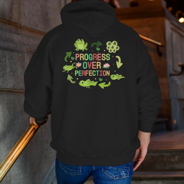 Progress Over Perfection Frog Back To School Teacher Men Zip Up Hoodie Back Print, funny gift Progress Over Perfection Frog Back To School Teacher Men Zip Up Hoodie Back Print, funny gift