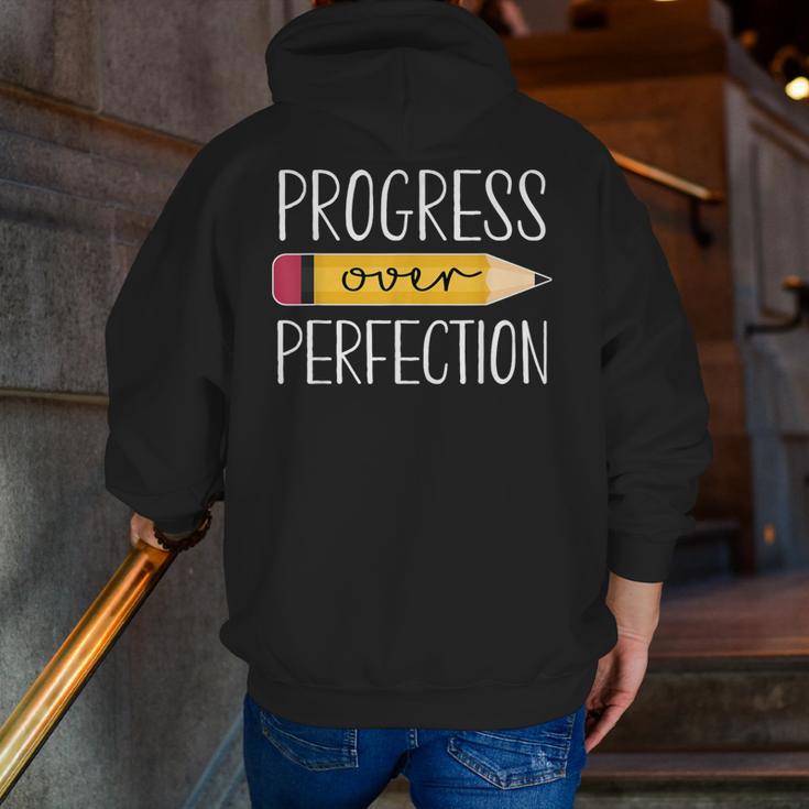 Progress Over Perfection Motivational Back To School Teacher Men Zip Up Hoodie Back Print, funny gift Progress Over Perfection Motivational Back To School Teacher Men Zip Up Hoodie Back Print, funny gift