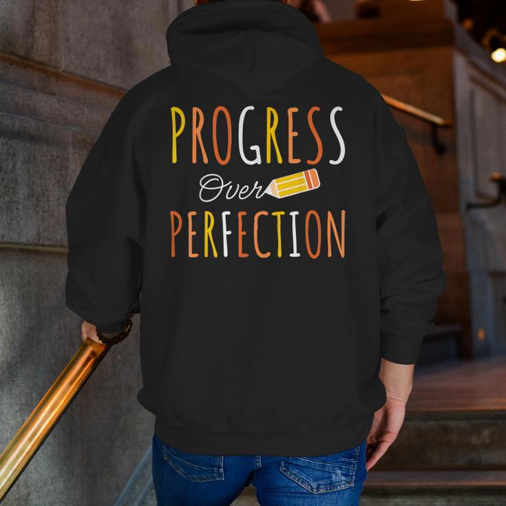 Progress Over Perfection Teacher Pencil Back-To-School Men Zip Up Hoodie Back Print, funny gift Progress Over Perfection Teacher Pencil Back-To-School Men Zip Up Hoodie Back Print, funny gift