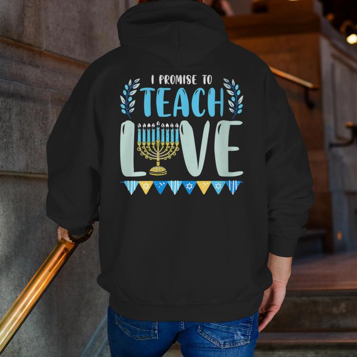 I Promise To Teach Love Hanukkah Chanukah Jewish Teacher Men Zip Up Hoodie Back Print, funny gift I Promise To Teach Love Hanukkah Chanukah Jewish Teacher Men Zip Up Hoodie Back Print, funny gift