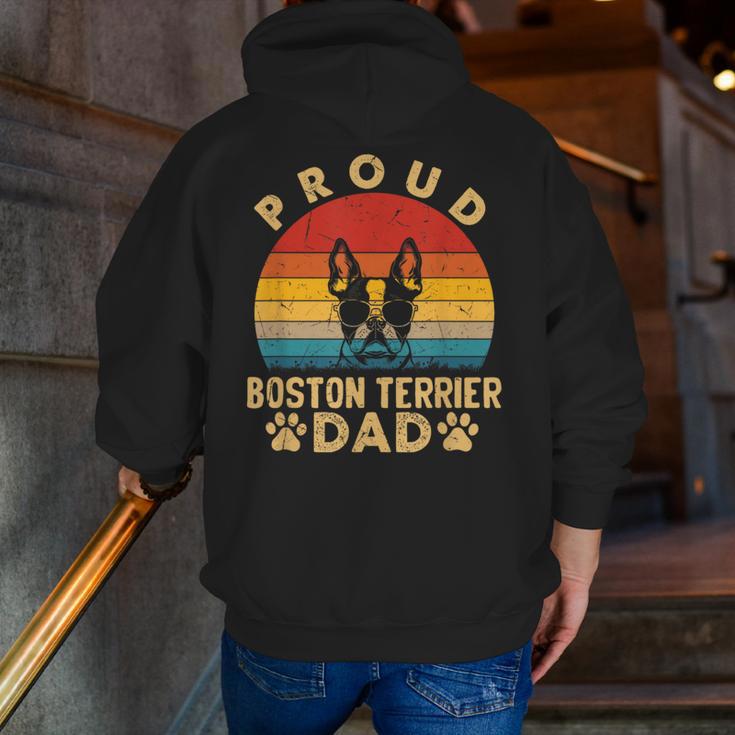 Proud Boston Terrier Dad Dog Owner Fathers Day Men Women Kids Men Zip Up Hoodie Back Print, Boston Terrier Dad Hoodies, funny gift