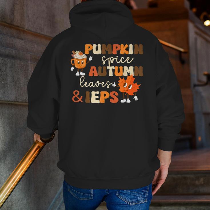 Pumpkin Spice Autumn Leaves IEPS Sped Teacher Fall Men Zip Up Hoodie Back Print, funny gift