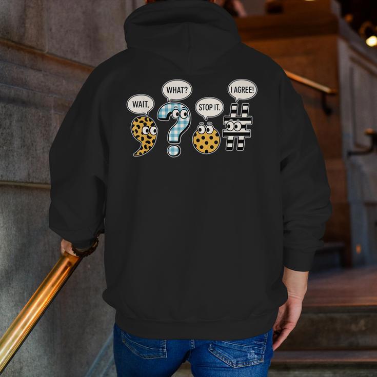 Punctuation English Grammar Teacher Back To School Men Zip Up Hoodie Back Print, English Teacher Hoodies, funny gift