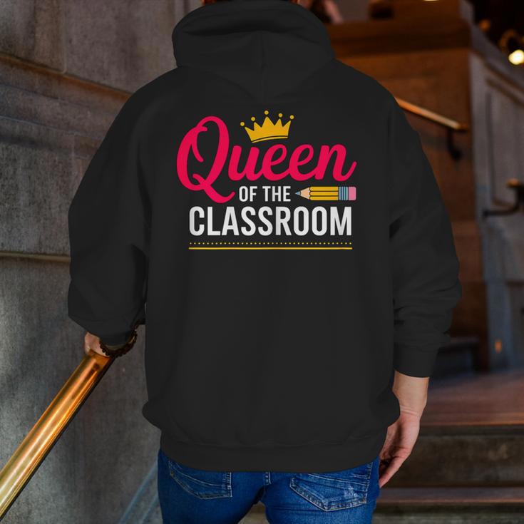 Queen Of The Classroom Teacher Men Zip Up Hoodie Back Print, funny gift