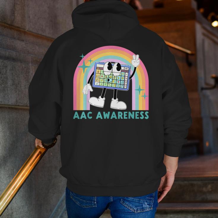 Rainbow AAC Awareness Month SPED Teacher SLP Communication Men Zip Up Hoodie Back Print, funny gift