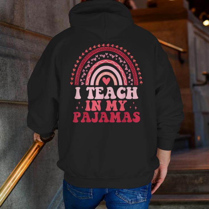 Rainbow Retro Homeschool Mom Teacher I Teach In My Pajamas Men Zip Up Hoodie Back Print, funny gift Rainbow Retro Homeschool Mom Teacher I Teach In My Pajamas Men Zip Up Hoodie Back Print, funny gift