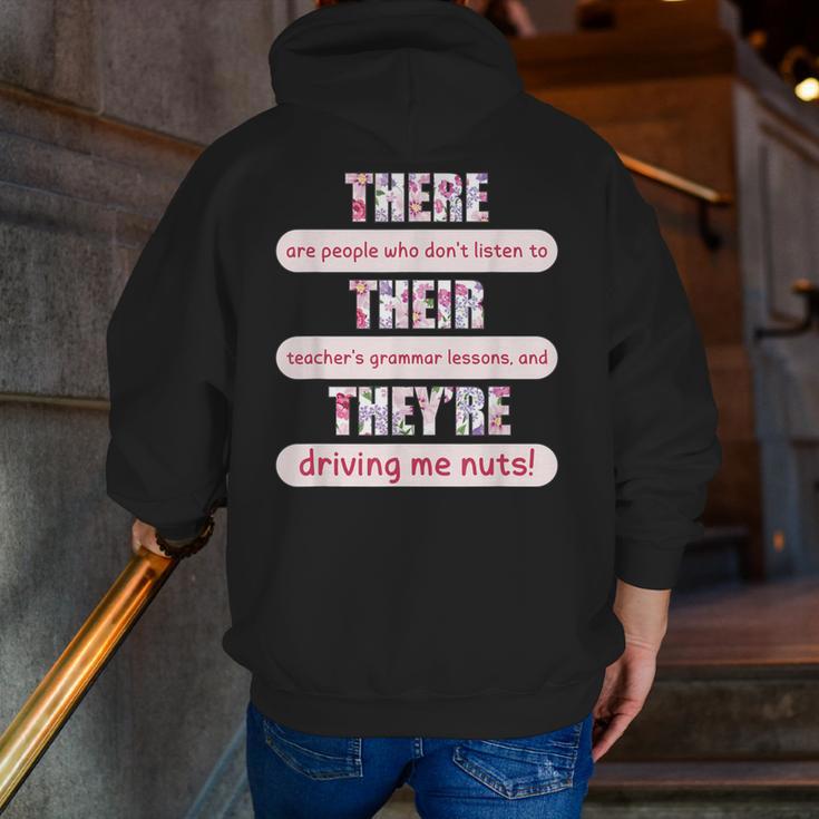 There Their They'Re Teacher English Grammar Police Men Zip Up Hoodie Back Print, English Teacher Hoodies, funny gift