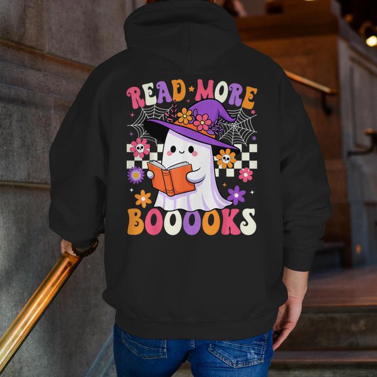 Read More Books Ghost Reading Book Teacher Halloween Men Zip Up Hoodie Back Print, funny gift