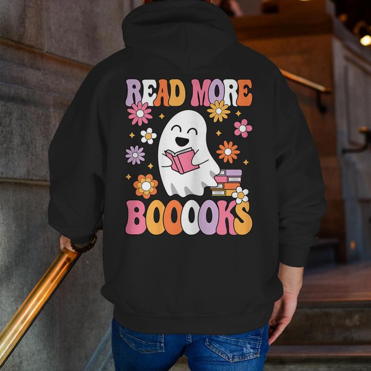 Read More Books Groovy Halloween Teacher Women Men Zip Up Hoodie Back Print, Groovy Teacher Hoodies, funny gift
