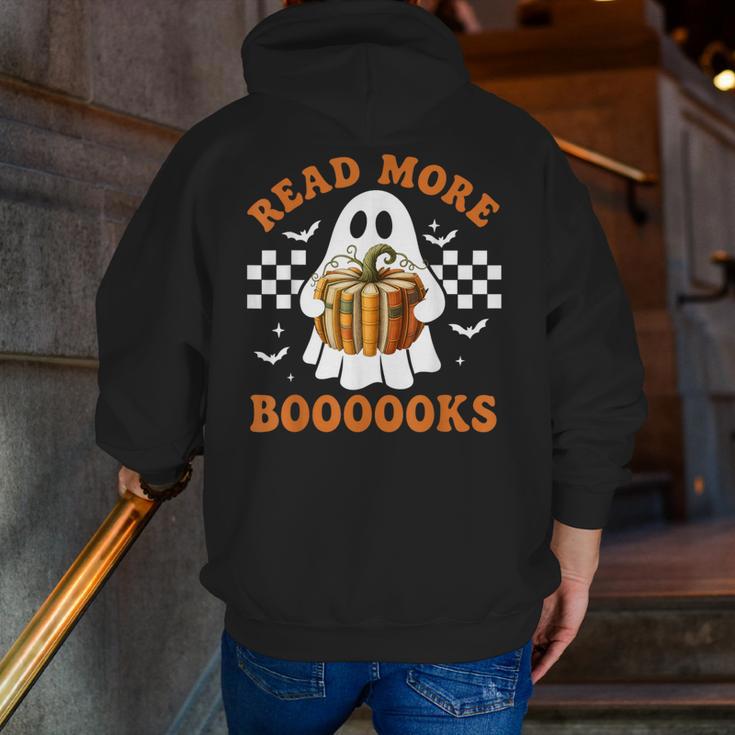 Read More Books Halloween Retro Pumpkin Reading Fall Teacher Men Zip Up Hoodie Back Print, funny gift
