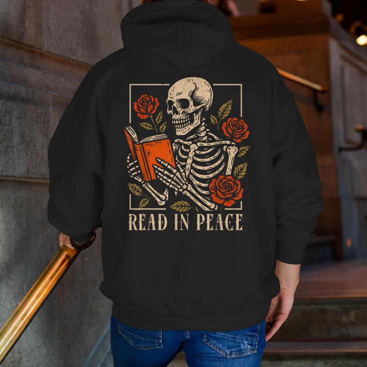 Read In Peace Skeleton Reading Book Halloween Teacher Men Zip Up Hoodie Back Print, funny gift Read In Peace Skeleton Reading Book Halloween Teacher Men Zip Up Hoodie Back Print, funny gift