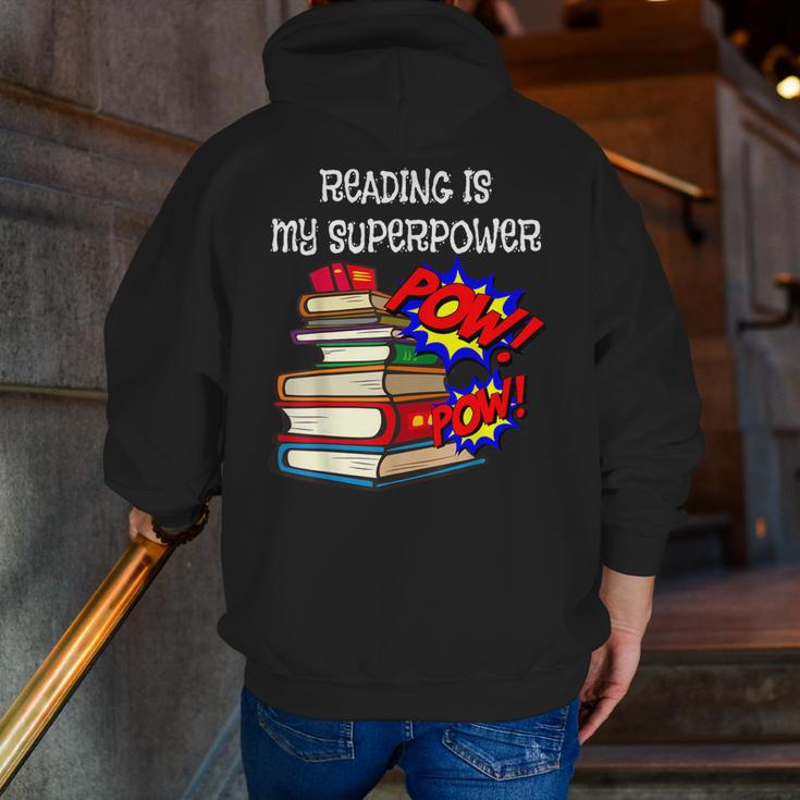 Reading Is My Super Power Superhero Best English Teacher Men Zip Up Hoodie Back Print, Super Teacher Hoodies, English Teacher Hoodies, funny gift