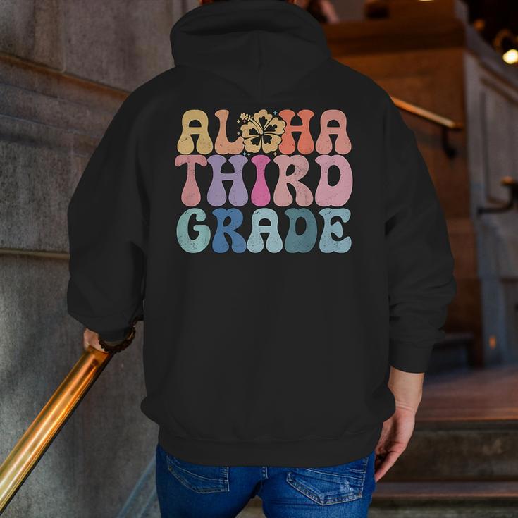Retro Aloha Third Grade Teacher Summer Vacation Beach Hawaii Men Zip Up Hoodie Back Print, funny gift Retro Aloha Third Grade Teacher Summer Vacation Beach Hawaii Men Zip Up Hoodie Back Print, funny gift