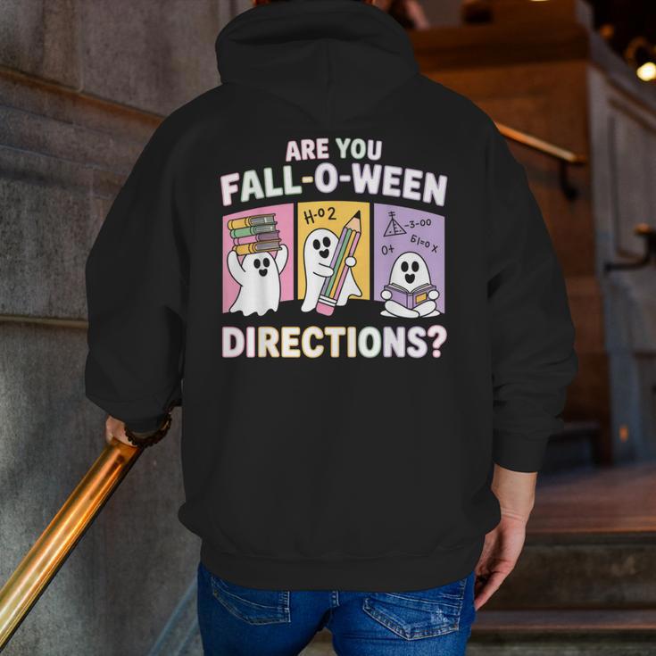 Retro Are You Fall O Ween Directions Teacher Halloween Ghost Men Zip Up Hoodie Back Print, funny gift
