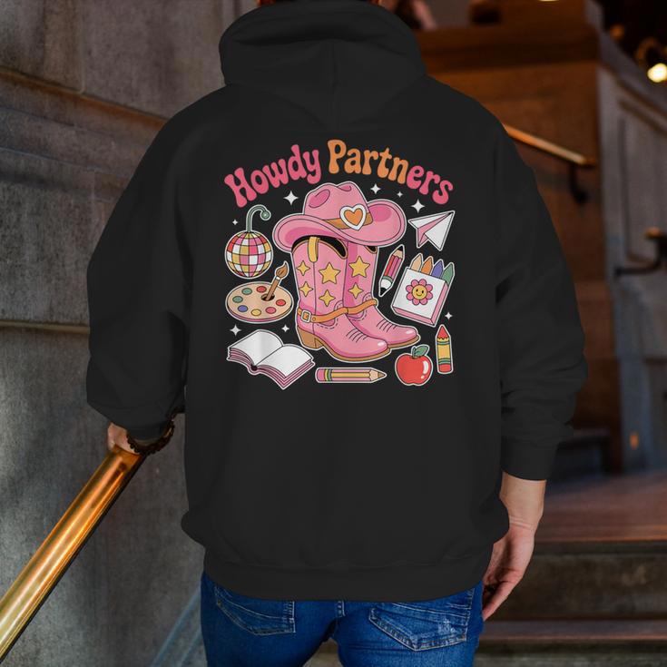 Retro Howdy Partners Cowgirl Cowboy Teacher Back To School Men Zip Up Hoodie Back Print, funny gift Retro Howdy Partners Cowgirl Cowboy Teacher Back To School Men Zip Up Hoodie Back Print, funny gift