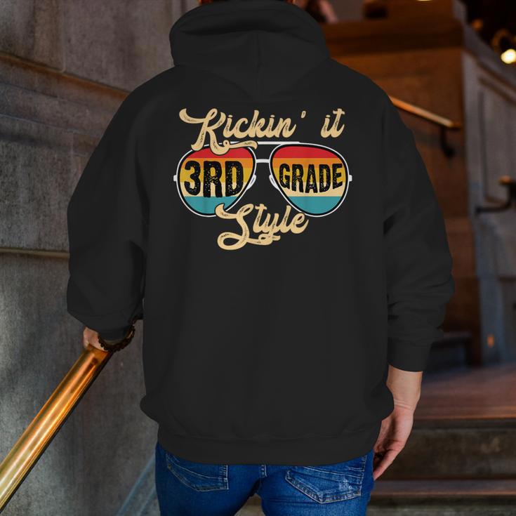 Retro Kickin It 3rd Grade Style Teacher Back To School Men Women Men Zip Up Hoodie Back Print, funny gift