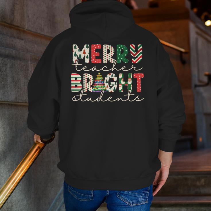 Retro Merry Teacher Bright Students Christmas Teacher Men Zip Up Hoodie Back Print, funny gift