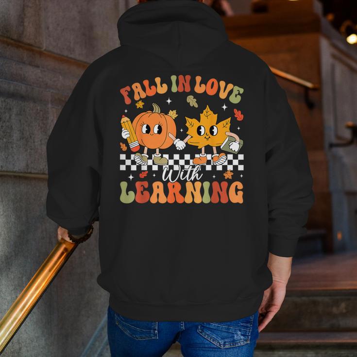 Retro Pumpkin Fall In Love With Learning Autumn Teacher Men Zip Up Hoodie Back Print, funny gift Retro Pumpkin Fall In Love With Learning Autumn Teacher Men Zip Up Hoodie Back Print, funny gift