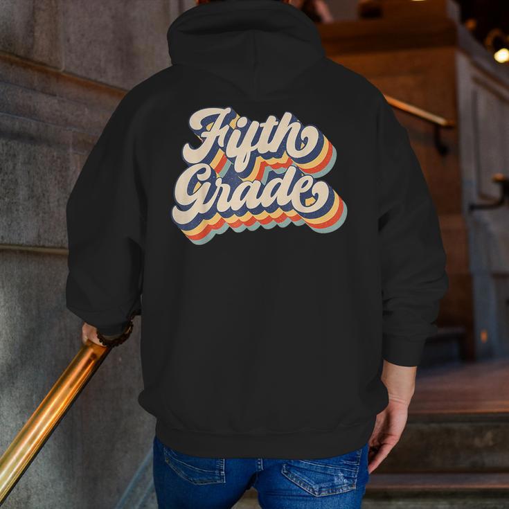 Retro Sunset Fifth Grade Teacher & Student Back To School Men Zip Up Hoodie Back Print, funny gift