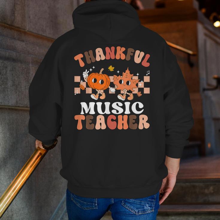 Retro Thankful Music Teacher Pumpkin Fall Thanksgiving Men Zip Up Hoodie Back Print, funny gift Retro Thankful Music Teacher Pumpkin Fall Thanksgiving Men Zip Up Hoodie Back Print, funny gift
