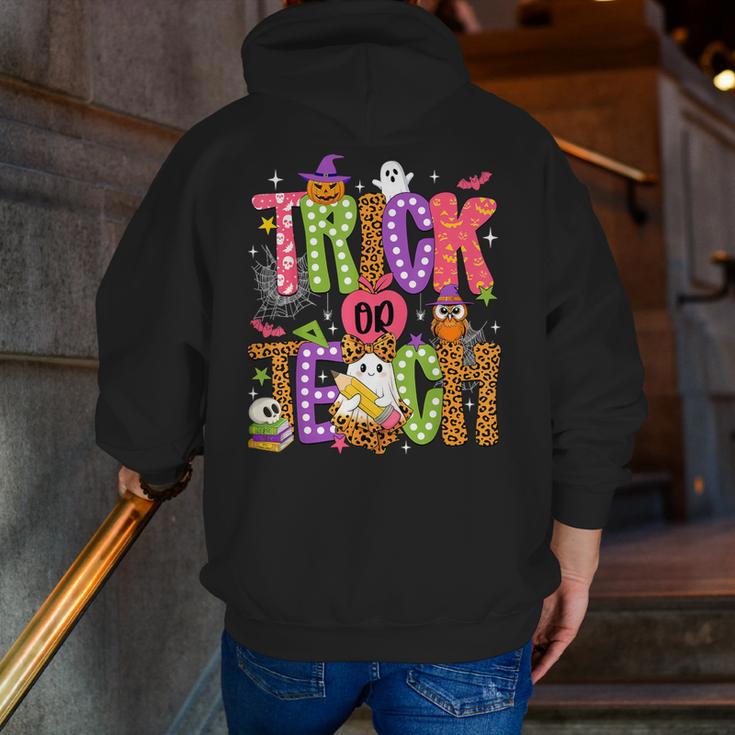 Retro Trick Or Teach Leopard Ghost Halloween Spooky Teacher Men Zip Up Hoodie Back Print, funny gift Retro Trick Or Teach Leopard Ghost Halloween Spooky Teacher Men Zip Up Hoodie Back Print, funny gift