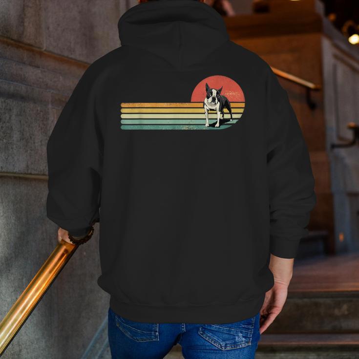 Retro Vintage Boston Terrier Dog Lover Boston Terrier Mom Men Zip Up Hoodie Back Print, Boston Terrier Mom Hoodies, funny gift
