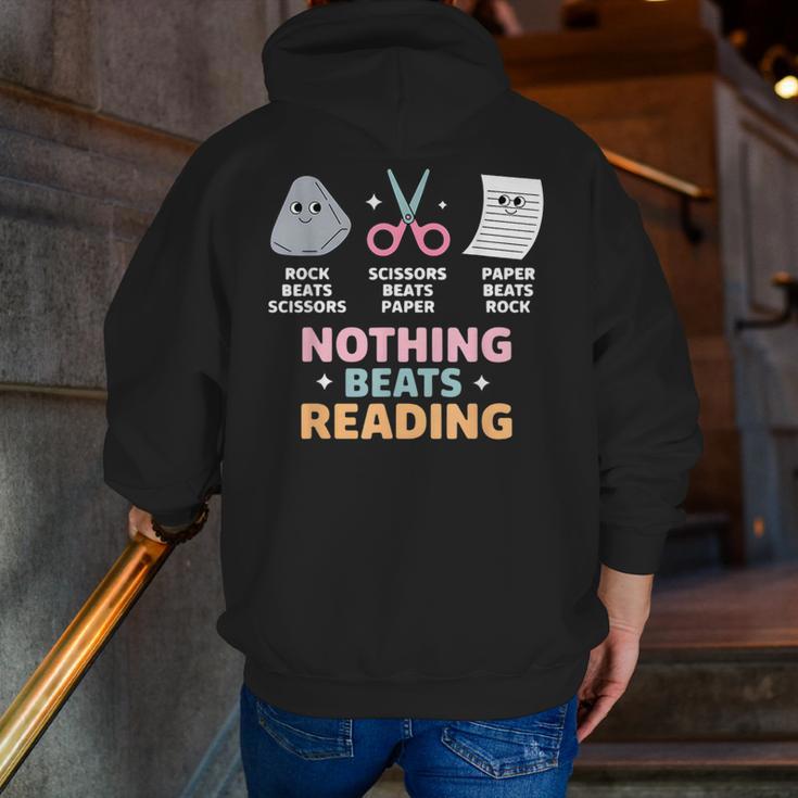 Rock Paper Scissors Teacher Librarian Nothing Beats Reading Men Zip Up Hoodie Back Print, funny gift Rock Paper Scissors Teacher Librarian Nothing Beats Reading Men Zip Up Hoodie Back Print, funny gift