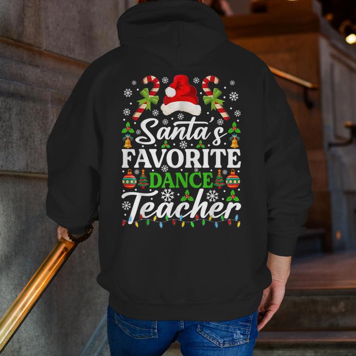 Santa's Favorite Dance Teacher Shirt Christmas Pajama Men Zip Up Hoodie Back Print, funny gift