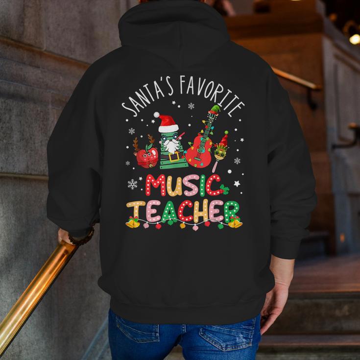 Santa's Favorite Music Teacher Christmas Santa Hat Matching Men Zip Up Hoodie Back Print, funny gift Santa's Favorite Music Teacher Christmas Santa Hat Matching Men Zip Up Hoodie Back Print, funny gift
