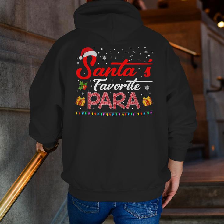 Santa's Favorite Para Christmas Paraprofessional Teacher Men Zip Up Hoodie Back Print, funny gift