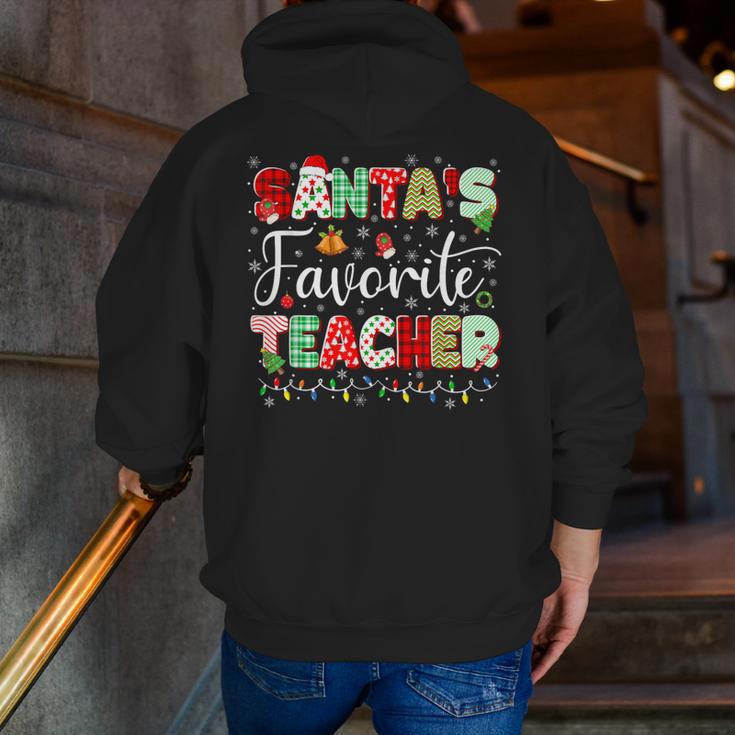 Santas Favorite Teacher Christmas Matching Xmas Men Women Men Zip Up Hoodie Back Print, funny gift Santas Favorite Teacher Christmas Matching Xmas Men Women Men Zip Up Hoodie Back Print, funny gift