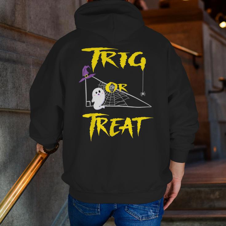 School Math Teacher Halloween 2022 Trig Or Treat Shirt Men Zip Up Hoodie Back Print, funny gift