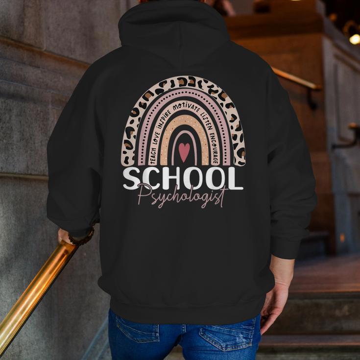 School Psych Teacher School Psychologist Leopard Rainbow Men Zip Up Hoodie Back Print, funny gift School Psych Teacher School Psychologist Leopard Rainbow Men Zip Up Hoodie Back Print, funny gift