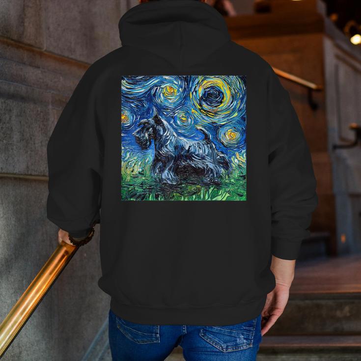Scottish Terrier Starry Night Scotty Dog Art By Aja Men Zip Up Hoodie Back Print, funny gift