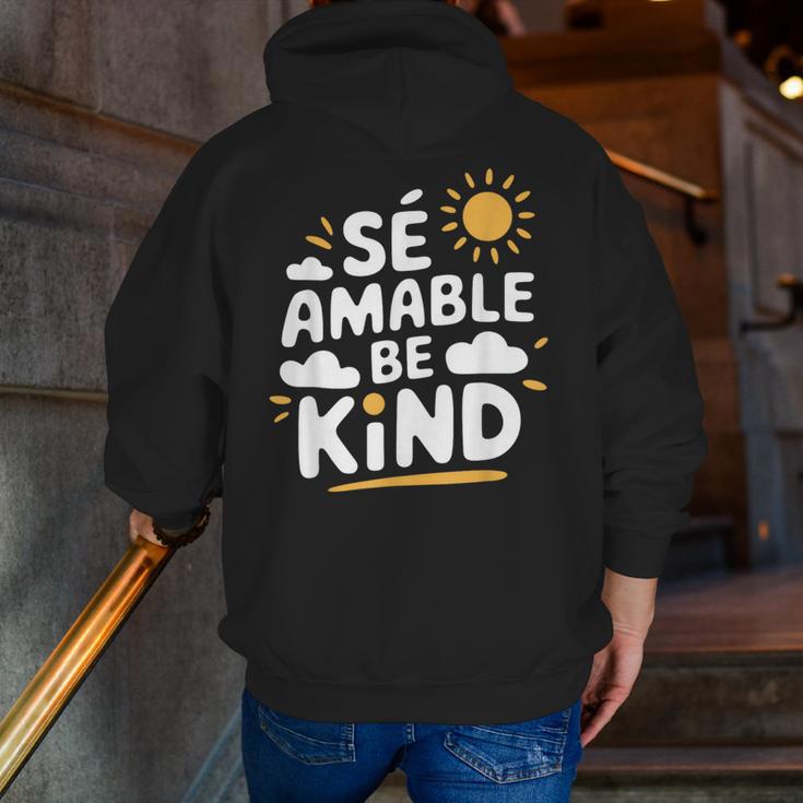 SÉ AMABLE Be Kind Bilingual Teacher Maestra Spanish Teacher Men Zip Up Hoodie Back Print, funny gift SÉ AMABLE Be Kind Bilingual Teacher Maestra Spanish Teacher Men Zip Up Hoodie Back Print, funny gift
