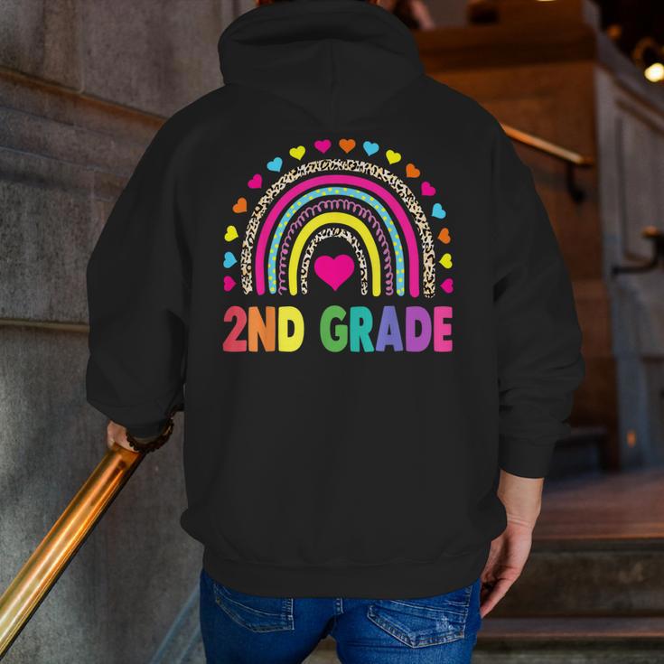 Second Grade Rainbow Girls Boys Teacher Team 2nd Grade Squad Men Zip Up Hoodie Back Print, 2nd Grade Teacher Hoodies, funny gift