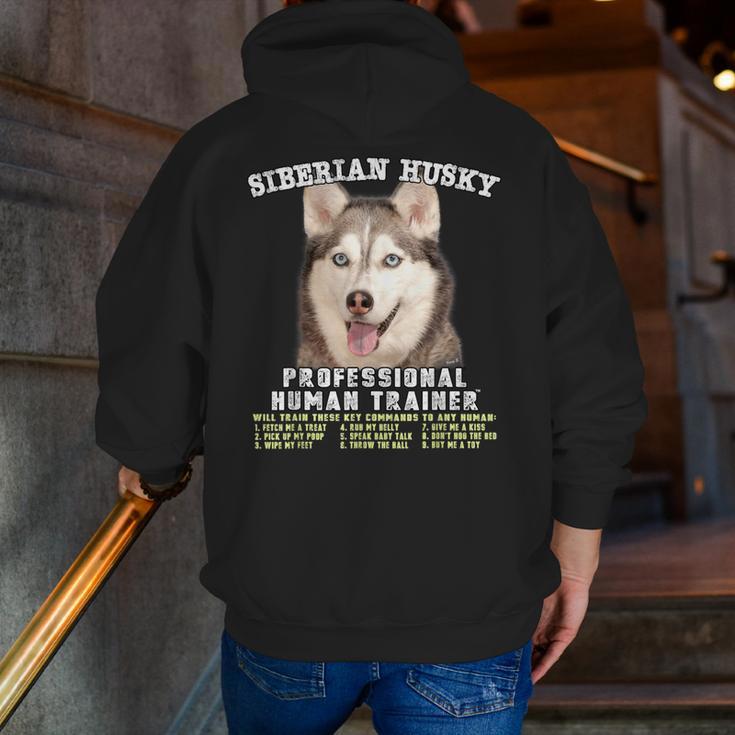 Siberian Husky Professional Human Trainer Men Zip Up Hoodie Back Print, funny gift