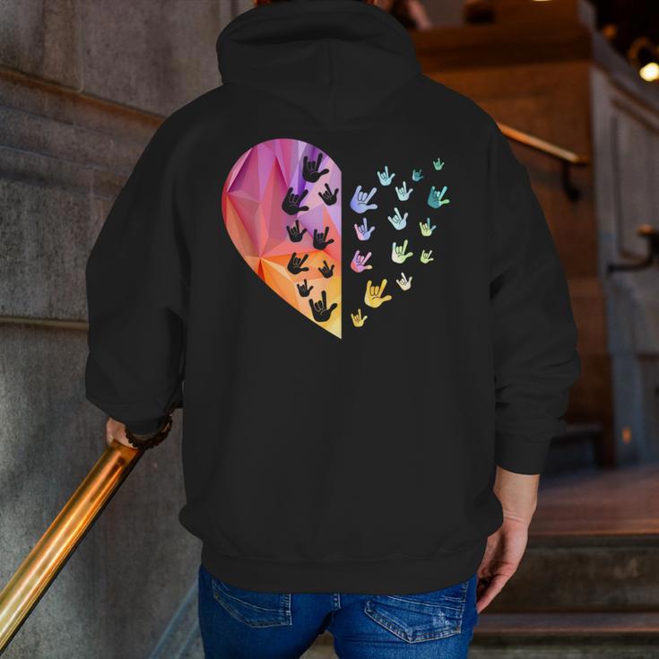 Sign Language Heart ASL For Deaf Teacher Men Zip Up Hoodie Back Print, funny gift Sign Language Heart ASL For Deaf Teacher Men Zip Up Hoodie Back Print, funny gift