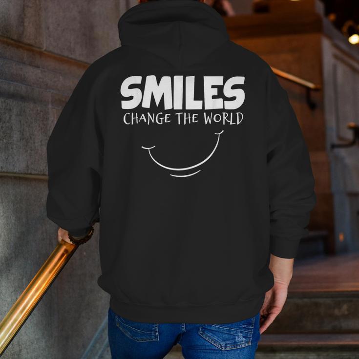 Smile Smiles Change The World Teacher T-Shirt Happy T-Shirt Men Zip Up Hoodie Back Print, funny gift