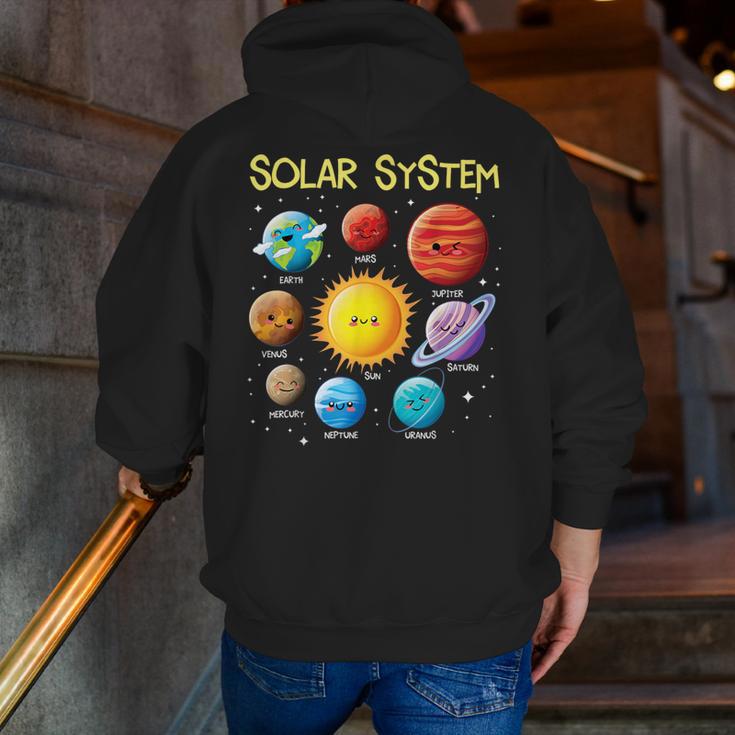 Solar System Cute Face Planets Space Science Teacher School Men Zip Up Hoodie Back Print, Science Teacher Hoodies, funny gift